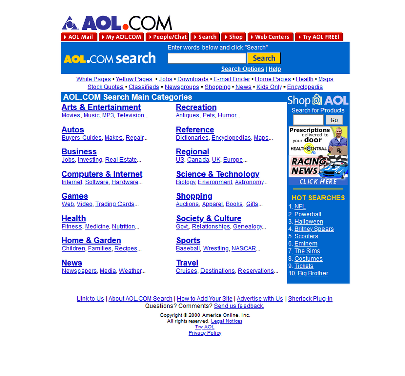 AOL search engine in 2000