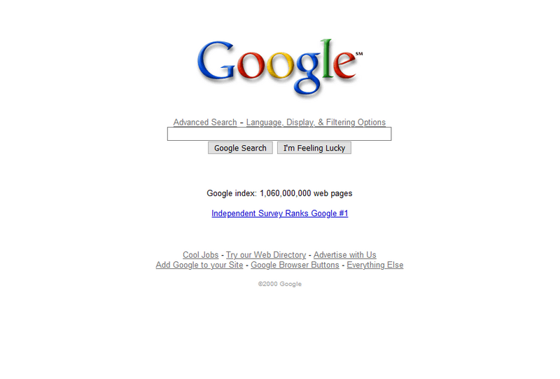 Google search engine in 2000